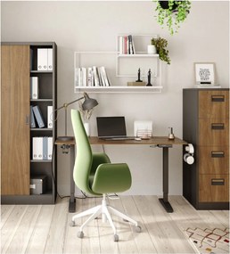 Kovová skriňa s posuvnými dverami KUBA: antracitová/orech 90x185 cm (1384)