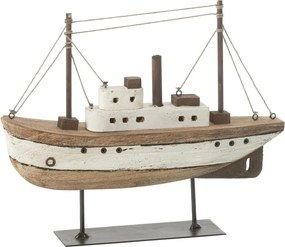 Hnědá drevená dekorácia prírodná loďka na podstavci Loďka L - 30*7*24 cm
