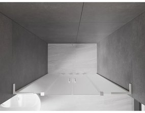 Mexen Velar L Duo, posuvné sprchové dvere do otvoru 150 cm, 8mm sklo námraza, biela matná, 871-150-003-32-20