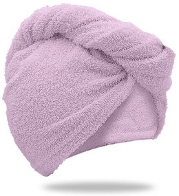 Rýchloschnúci froté turban na vlasy svetlofialový, 100% bavlna