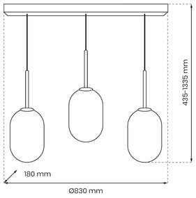 Závesné svietidlo Alias, 3x biele sklenené tienidlo, g