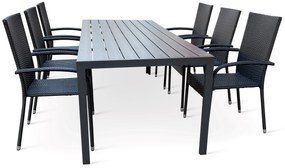 Záhradný jedálenský set Viking XL + 6x ratanová stolička Paris