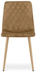 Jedálenská stolička TURIN zamatová, hnedá / hnedé nohy