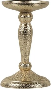 Champagne lesklý široký kovový svietnik s vyrytými bodkami Hamme - Ø 10*17cm