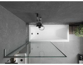 Mexen Next L, 1-krídlová vaňová zástena 90 x 150 cm, 6mm číre sklo-čierny vzor, grafitový profil, 895-090-000-03-70-66