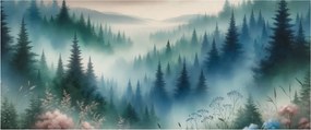 Obraz - Lesná krajina s hmlou (120x50 cm)