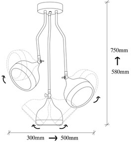 Závěsný lustr Yildo XII černo-měděný