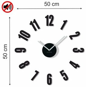 Čierne nalepovacie hodiny do spálne