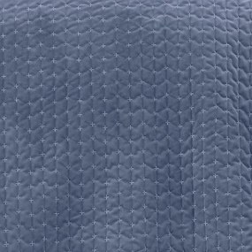 Modrý zamatový prešívaný pléd 240x260 cm Attica Velvet – Bianca