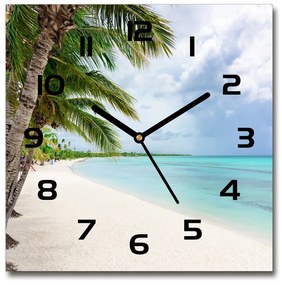 Sklenené hodiny štvorec Tropická pláž pl_zsk_30x30_c-f_176119996