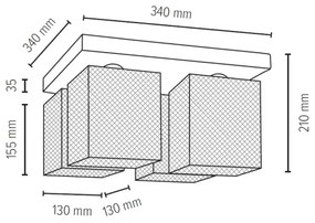 Spot-Light 8175460 - Stropné svietidlo NORMAN WOOD 4xE27/25W/230V