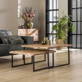 Konferenčný stôl 21-54 80x80cm 2-set Edge Drevo Acacia - PRODUKT JE SKLADOM U NÁS - 1Ks  - Komfort-nábytok
