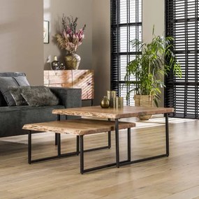 Konferenčný stôl 21-54 80x80cm 2-set Edge Drevo Acacia - PRODUKT JE SKLADOM U NÁS - 1Ks  - Komfort-nábytok