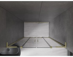 Mexen Velar L Duo, posuvné sprchové dvere do otvoru 160 cm, 8mm šedé sklo, zlatá matná, 871-160-003-42-55