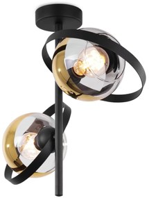 Stropné svietidlo Asturia Ring, 2x zlaté/transparentné sklenené tienidlo, B