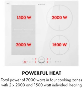 Klarstein Delicatessa 60 Hybrid, vstavaná indukčná varná doska, 7000 W, 4 zóny
