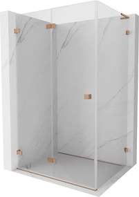 Mexen Lunar-F L, 1-krídlový sprchový kút so skladacími dverami, ľavý, 95 x 70 cm, 8mm číre sklo, medený profil, 836L-095-070-65-00-L