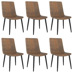 Jedálenské stoličky 6 ks, hnedé, umelá koža 279461
