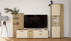 Obývacia stena Gatwick, dub artisan/kašmírová béžová, s osvetlením