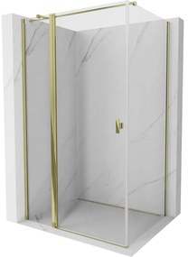 Mexen Mist T, sprchový kút s krídlovými dverami, 85 x 105 cm, 8mm číre sklo, zlatý lesklý profil, 8A4T-105-085-50-00