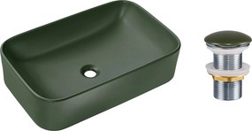 Comad Keramické umývadlo na dosku Kama 61x38 zelená + výpust Click-Clack zelená
