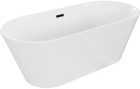 Mexen Flavia, voľne stojaca vaňa 160 x 75 cm, biela, čierny matný prepad, 54031608000-70