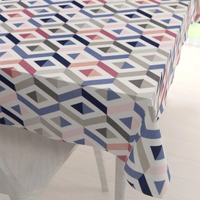 Biante Bavlnený obdĺžnikový obrus Sandra SA-573 Modro-ružovo-sivé kosoštvorce 50x100 cm