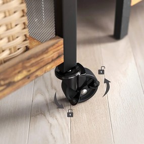 Servírovací vozík, kuchynský vozík s kolieskami, rustikálny hnedý