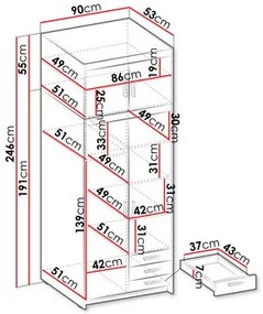 Šatníková skriňa Milica  (biela). Vlastná spoľahlivá doprava až k Vám domov. 1122598