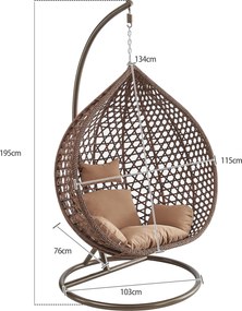 Závěsné houpací křeslo Houseland Imogen hnědé XL