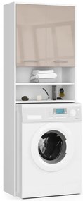 Kúpeľňová skrinka nad práčku FIN 2D biela / cappuccino, lesk