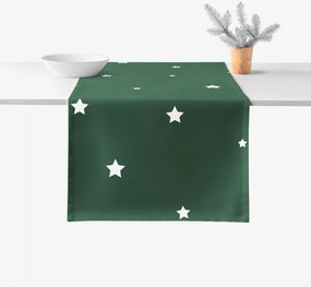 Goldea vianočný behúň na stôl 100% bavlnené plátno - hviezdičky na tmavo zelenej 20x120 cm