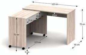 Kondela PC stôl VERSAL NEW, rozkladací, dub sonoma/biely