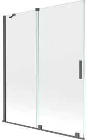 Mexen Velar, 2-krídlová posuvná vaňová zástena 140 x 150 cm, 8mm číre sklo, grafitový matný profil, 896-140-000-01-66