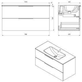 Sapho Sapho, CIRASA umývadlová skrinka 99,8x52x46cm, dub alabama strip, CR100-2322