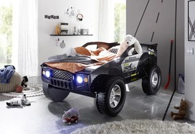 Detská posteľ Jeep 90x200 cm, čierne závodné auto