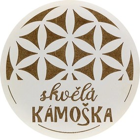 AMADEA Drevený podtácok okrúhly text "skvelá kamoška", priemer 10,5 cm, český výrobok