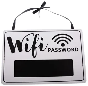 Drevená závesná ceduľa s nápisom - wifi 30 x 20 x 0,7 cm