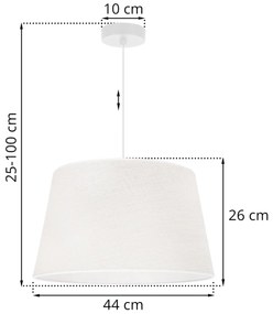 Závesné svietidlo Juta, 1x biele jutové tienidlo, (fi 44cm), w