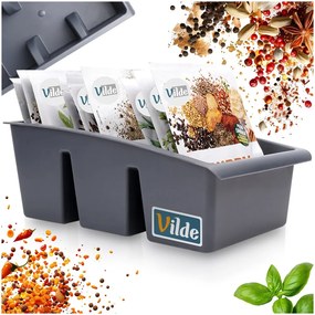 VILDE Organizér na korenie vo vrecúškach, VILDE, sivý, 25 x 15 x 9 cm