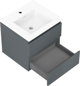 Mexen Orio, kúpeľňová skrinka 50 cm s umývadlom Otis, 2 zásuvky, grafitová matná/biela matná, 91A10-05047-2-BFF66-W18M01