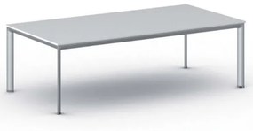 Kancelársky stôl PRIMO INVITATION, sivostrieborná podnož 2400 x 1200 mm, biela