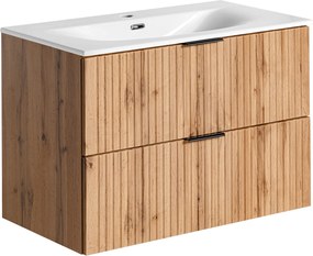 Comad Kúpeľňová skrinka s keramickým umývadlom Adel Oak 80 cm - dub wotan