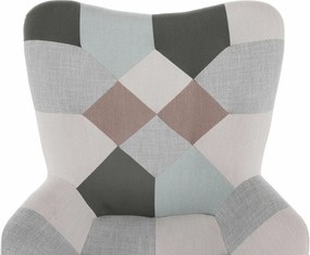 Hojdacie kreslo Geron - zelenobiely patchwork / biela / buk
