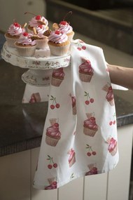 Bavlnená kuchynská utierka Cherry Cupcake - Ø 80 cm