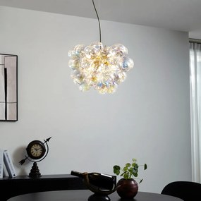 Art Deco závesná lampa zlatá s dúhovým sklom 50cm 8-svetiel - Uvas