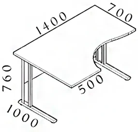 Ergonomický stôl Visio 140 x 100 cm, ľavý, buk