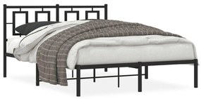 Kovový rám postele s čelom čierny 135x190 cm 374240