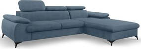 Rohová sedacia súprava Scala, denimovo modrá látka, pravý roh