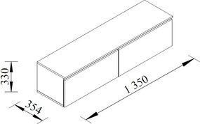 Závesná TV skrinka Asko Living, 135 cm, dub artisan/biela